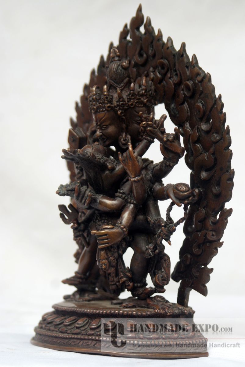 Statue Of Chakrasamvara - Heruka, Chocolate Oxidized, old Post, remakable