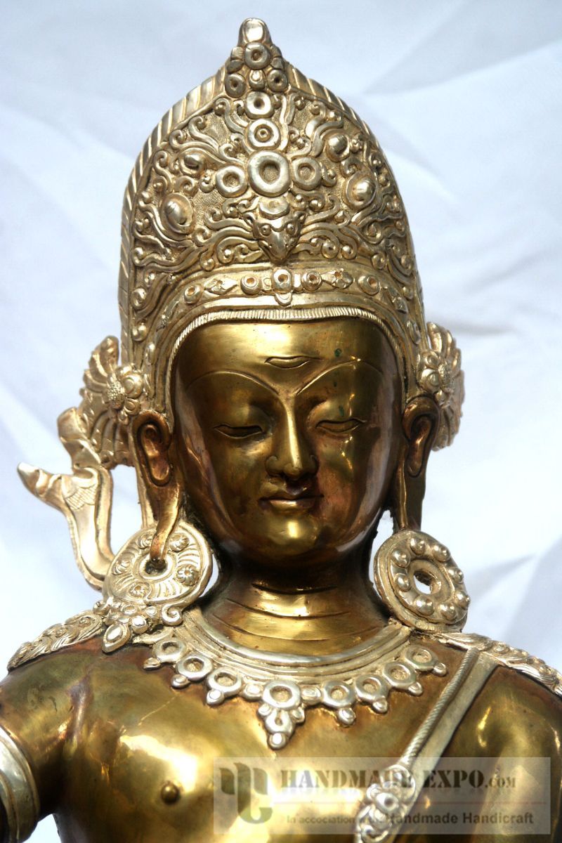 Statue Of Indra With, silver Plated, glossy, old Post, remakable