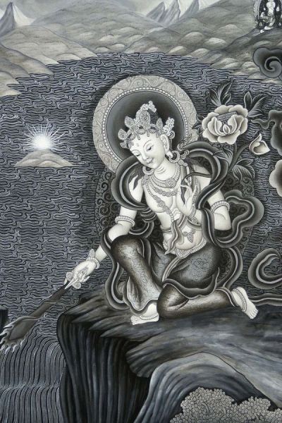 Manjushri Making Kathmandu Valley Thangka