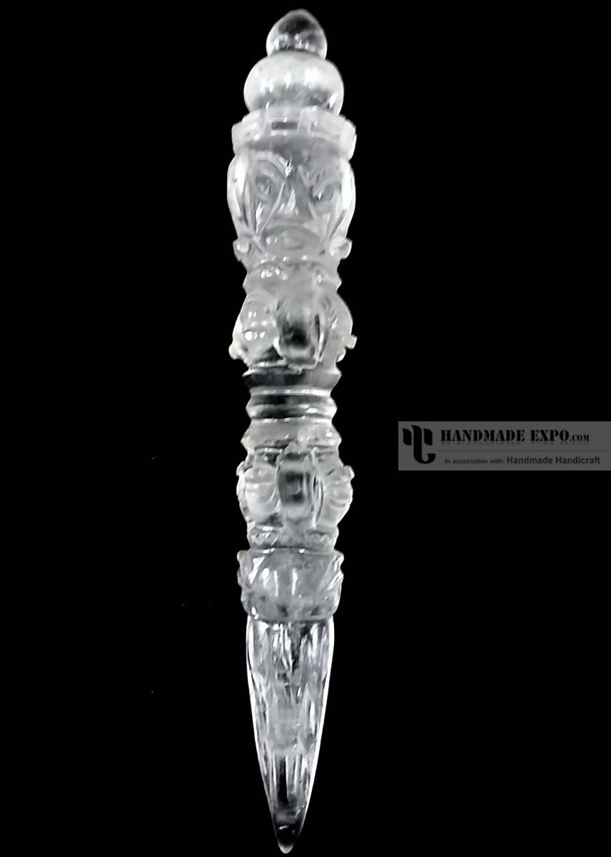 Clear Crystal Phurba With Dorje In The Centre