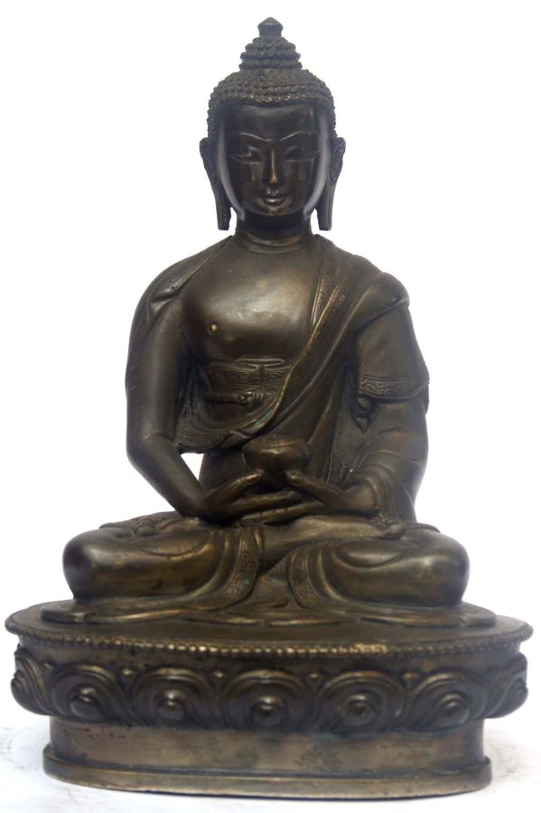 Amitabha Buddha Statue, Chocolate Oxidized