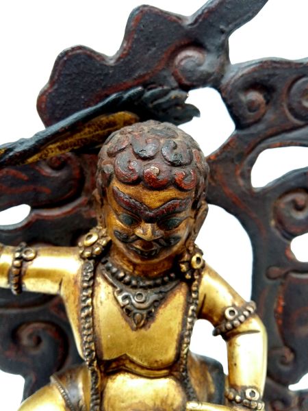 Mahakala Statue full Gold Plated, Antique Finishing