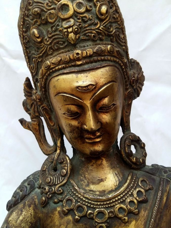 Statue Of Indra full Gold Plated, Antique Finishing