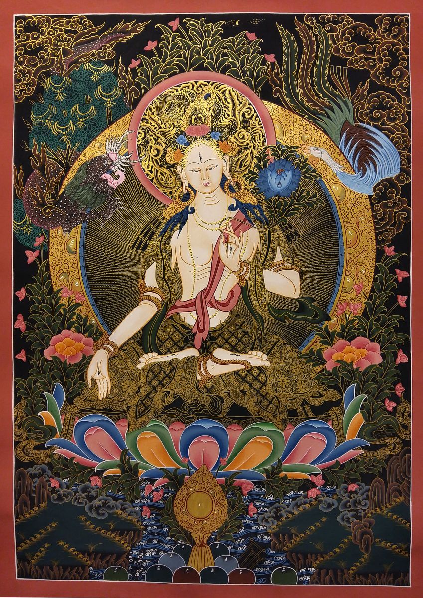 White Tara Tibetan Thangka