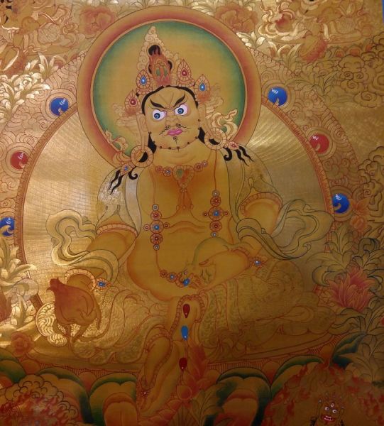 Five Dzambhala Thangka Drawn In Real Gold