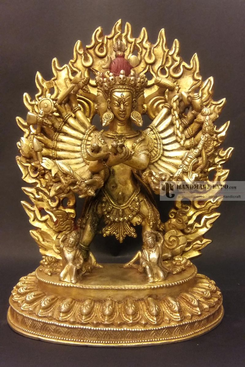 Kalachakra Statue Full Gold Plated, old Post, remakable