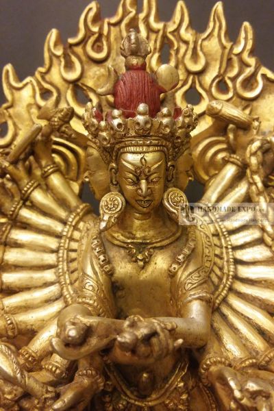 Kalachakra Statue Full Gold Plated, old Post, remakable