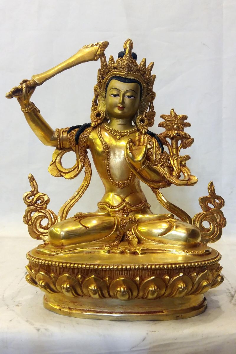 Manjushri Statue Full Gold Plated