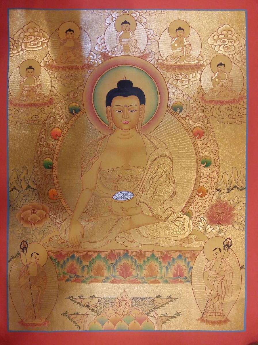 Shakyamuni Buddha Thangka In Real Gold