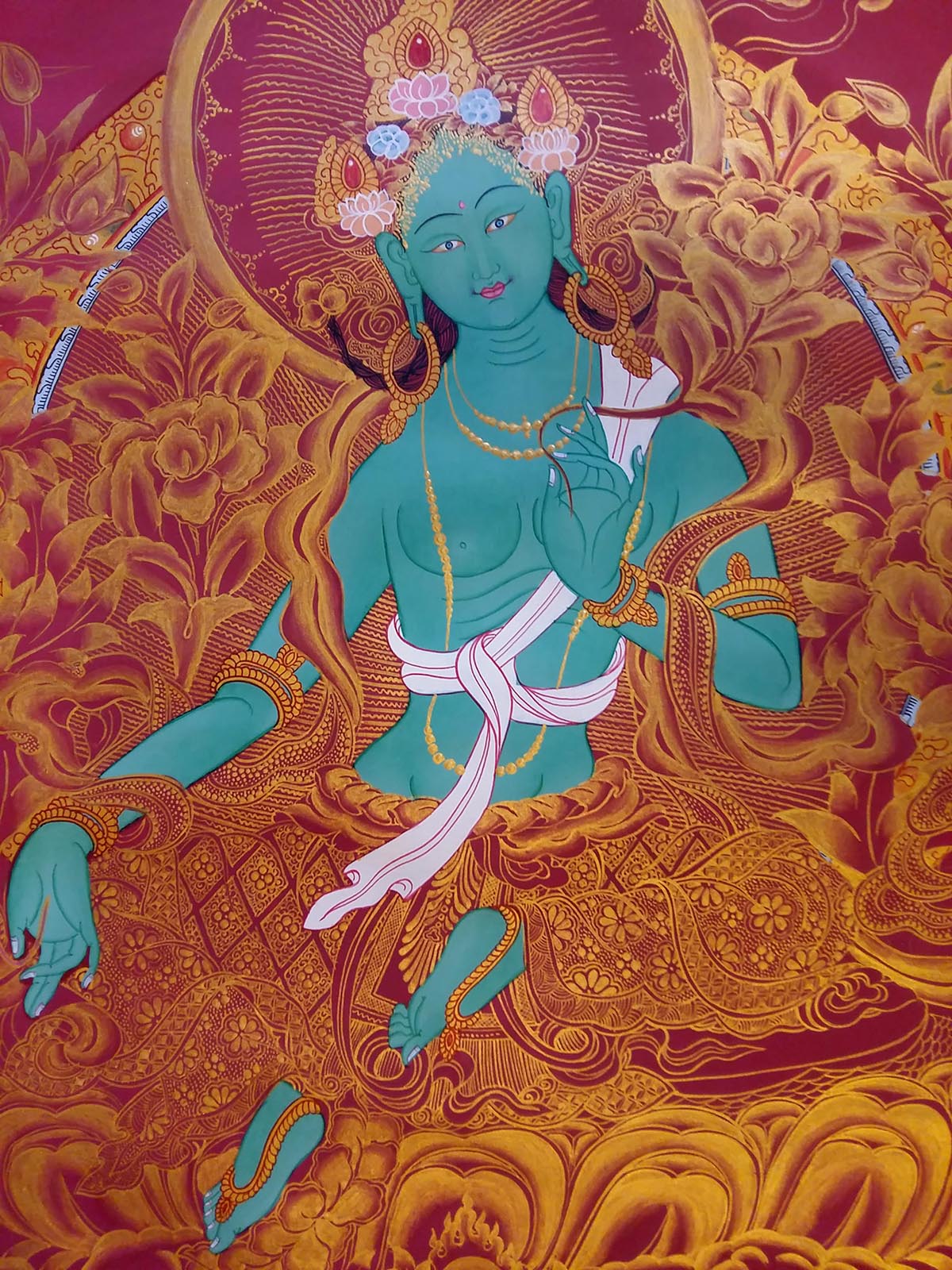 Green Tara Tibetan Thangka Painting