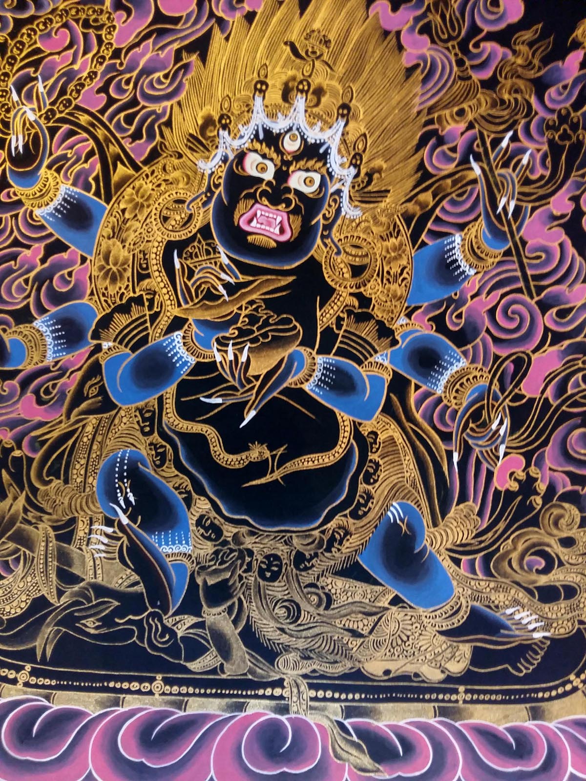 Traditional Black Mahakala Tibetan Thangka Painting