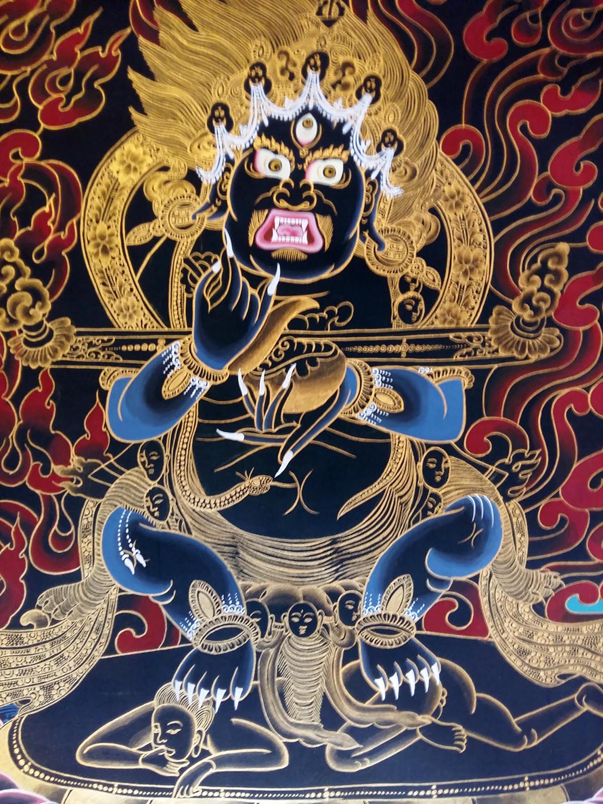 Traditional 2 Arms Mahakala Panjaranatha Tibetan Thangka Painting