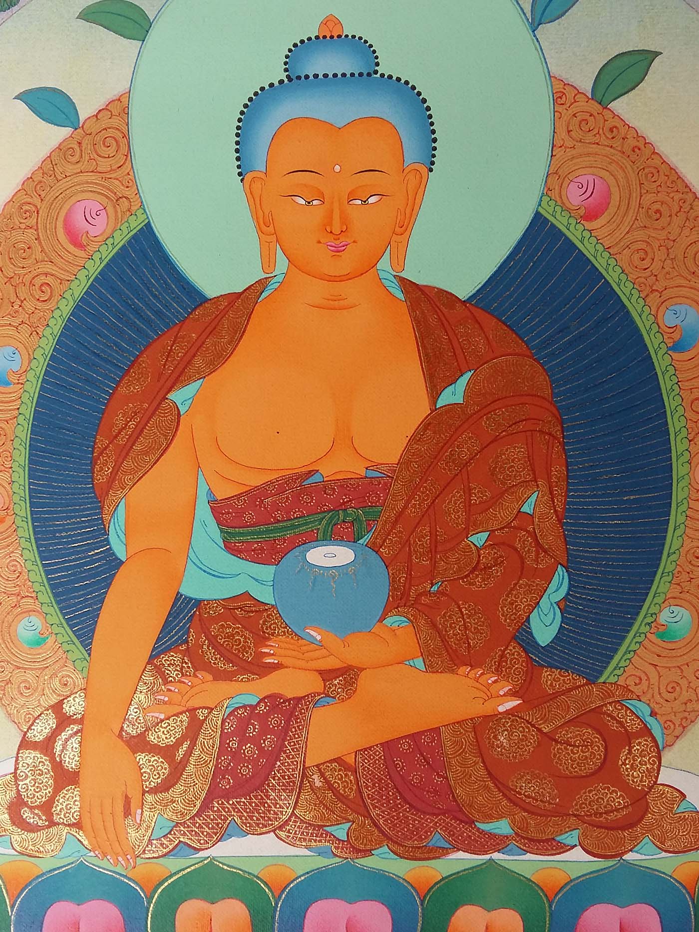 Shakyamuni Buddha High Quality Stone Color Thangka