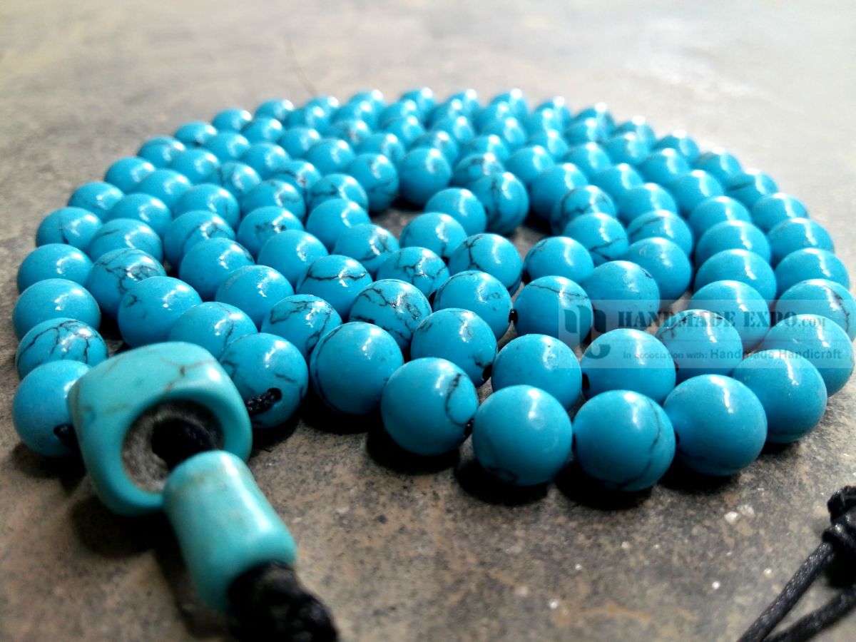 8mm 108, real Turquoise Stone Prayer Bead Mala