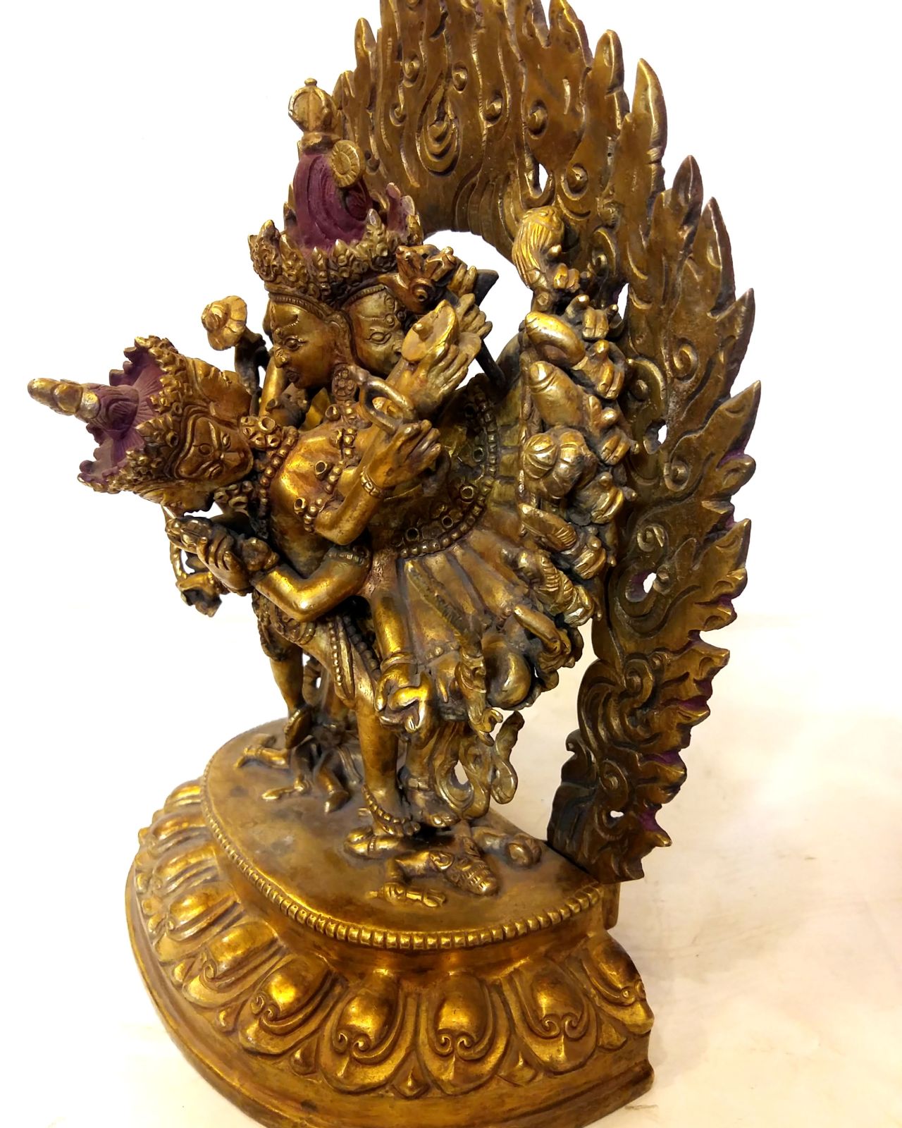 Kalachakra Statue With Consort- full Fire Gold Plated, With antique Finishing