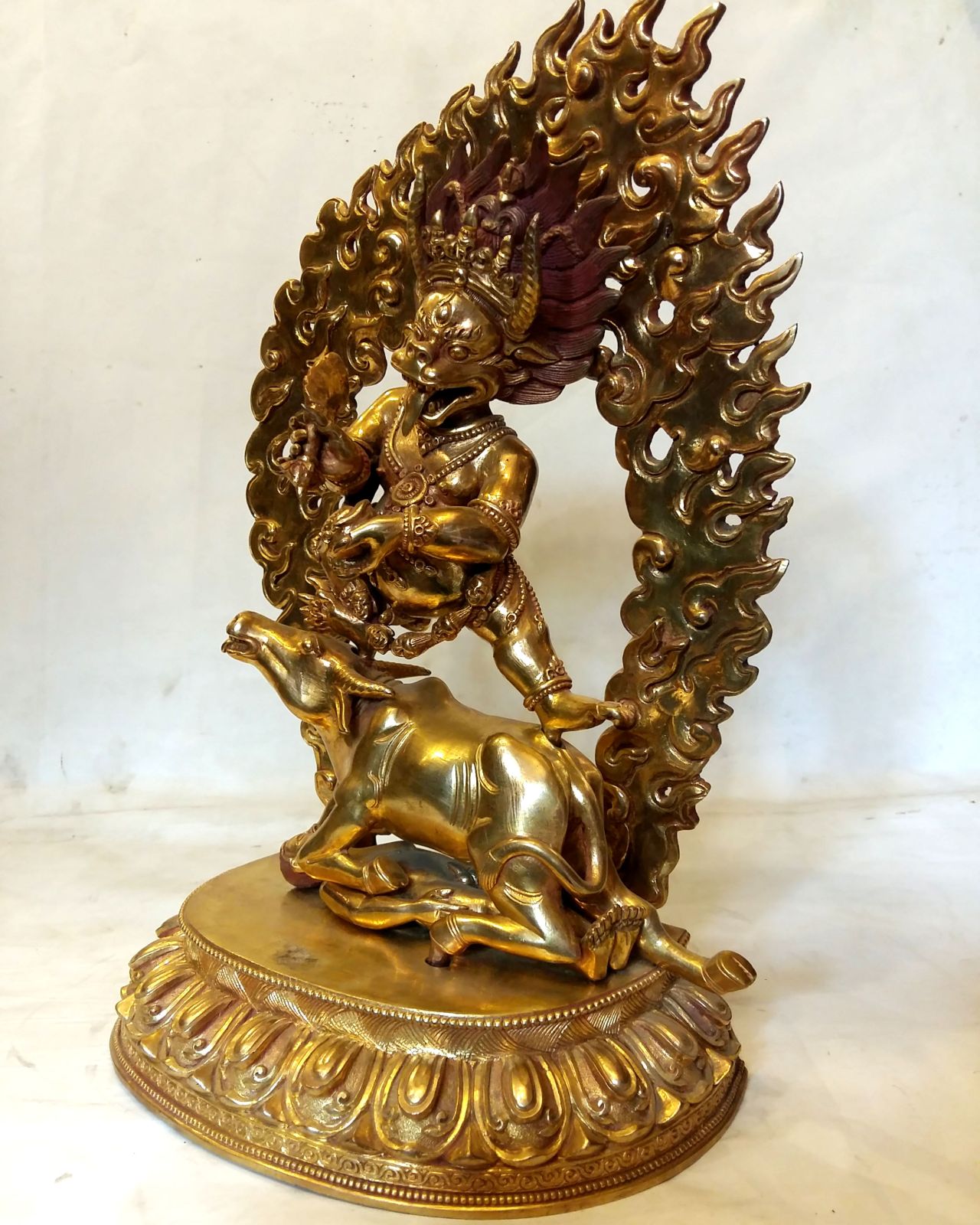 Yamantaka - Heruka Statue: Full Fire Gold Plated, old Post, remakable