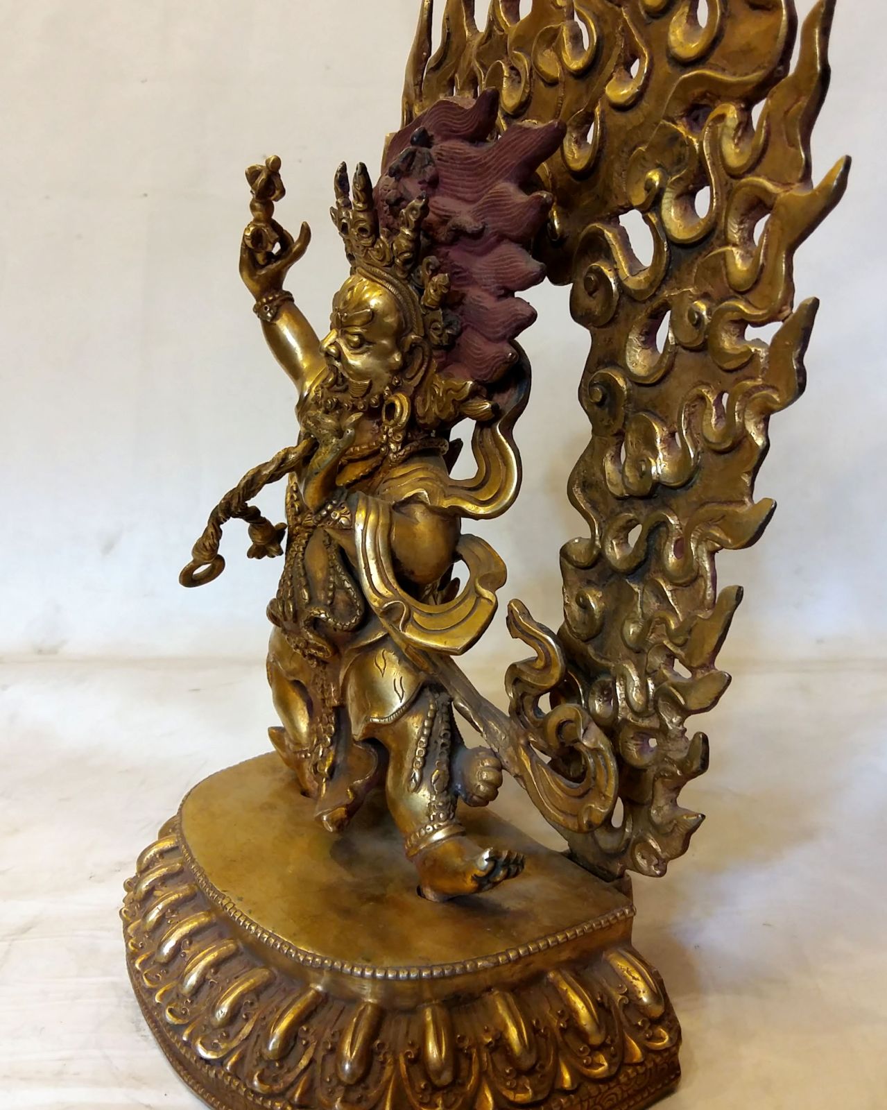 Vajrapani Statue - full Fire Gold Plated, old Post, remakable