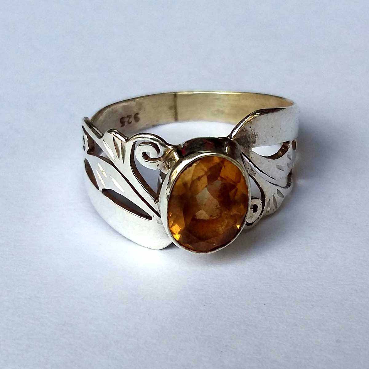 Sterling Silver Ring Citrine Stone