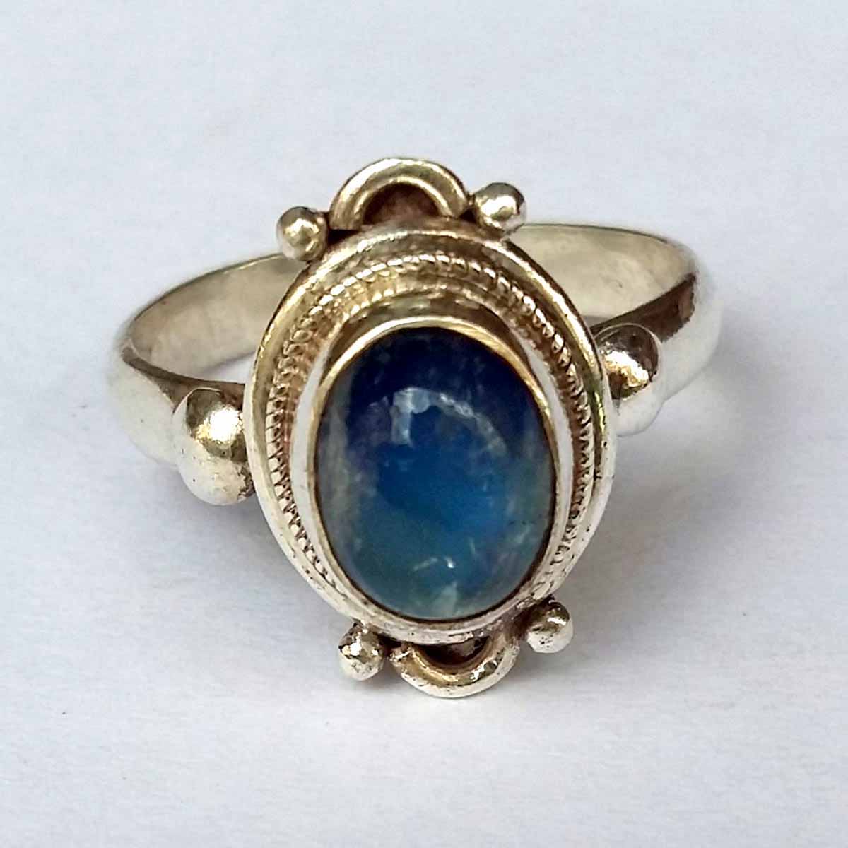 Sterling Silver Ring Rainbow Moonstone