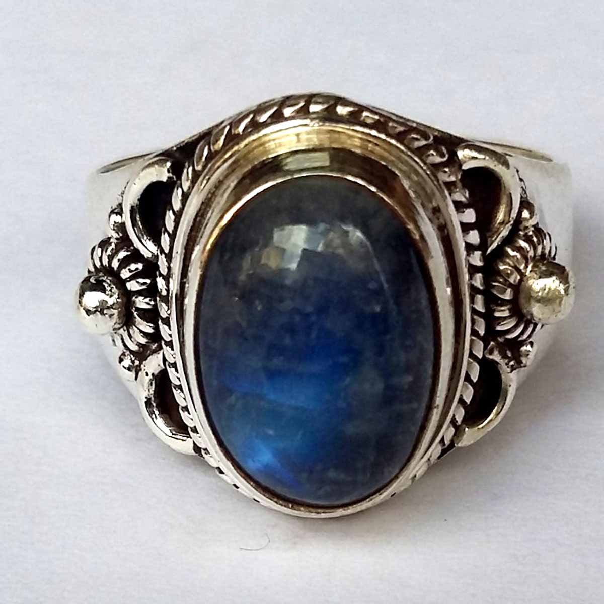 Sterling Silver Ring Rainbow Moonstone