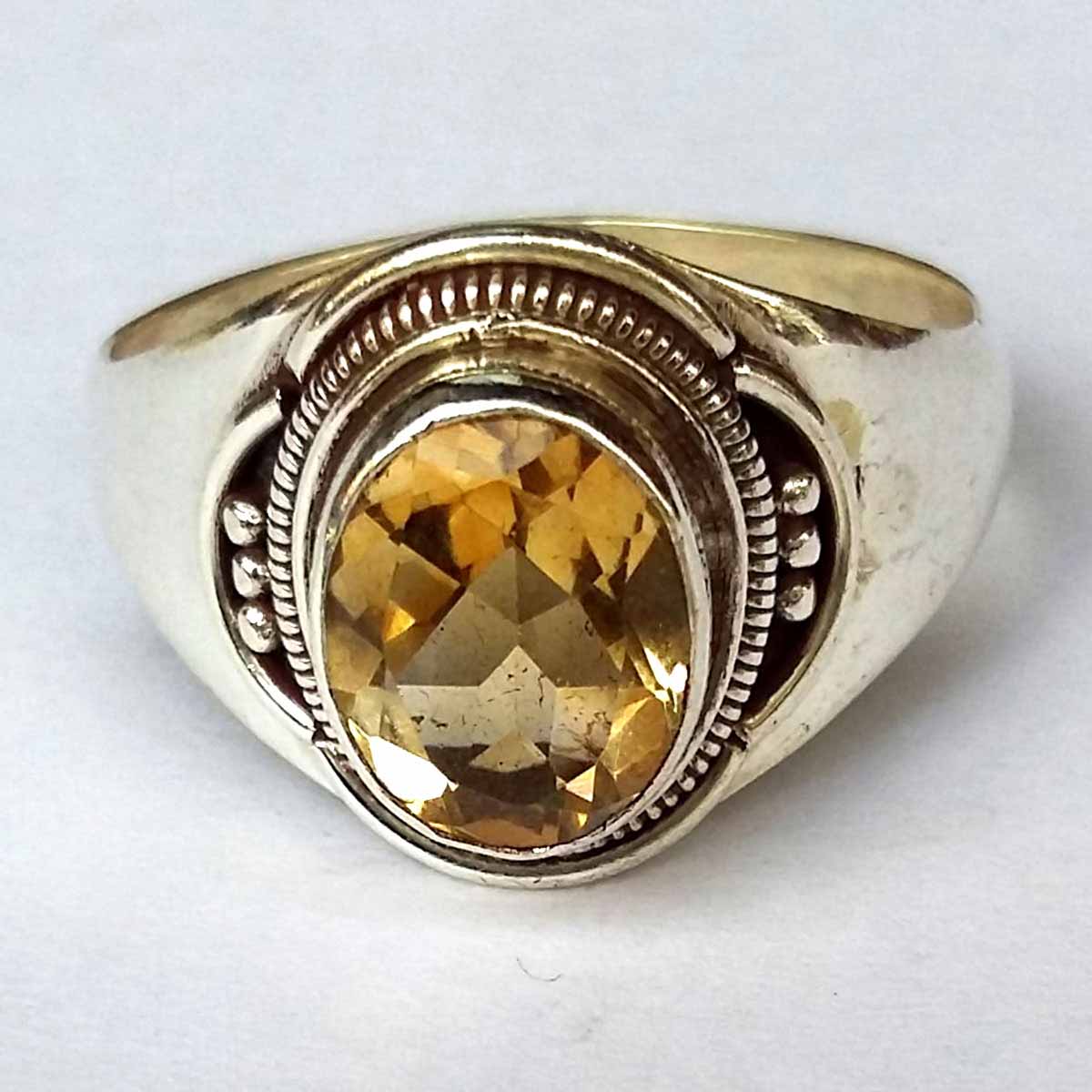 Sterling Silver Ring Citrine Cut Stone