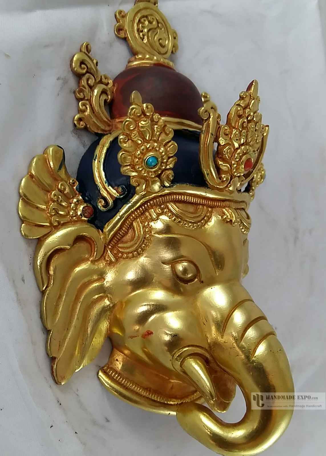 Ganesh Mask Full Fire Gold Plating