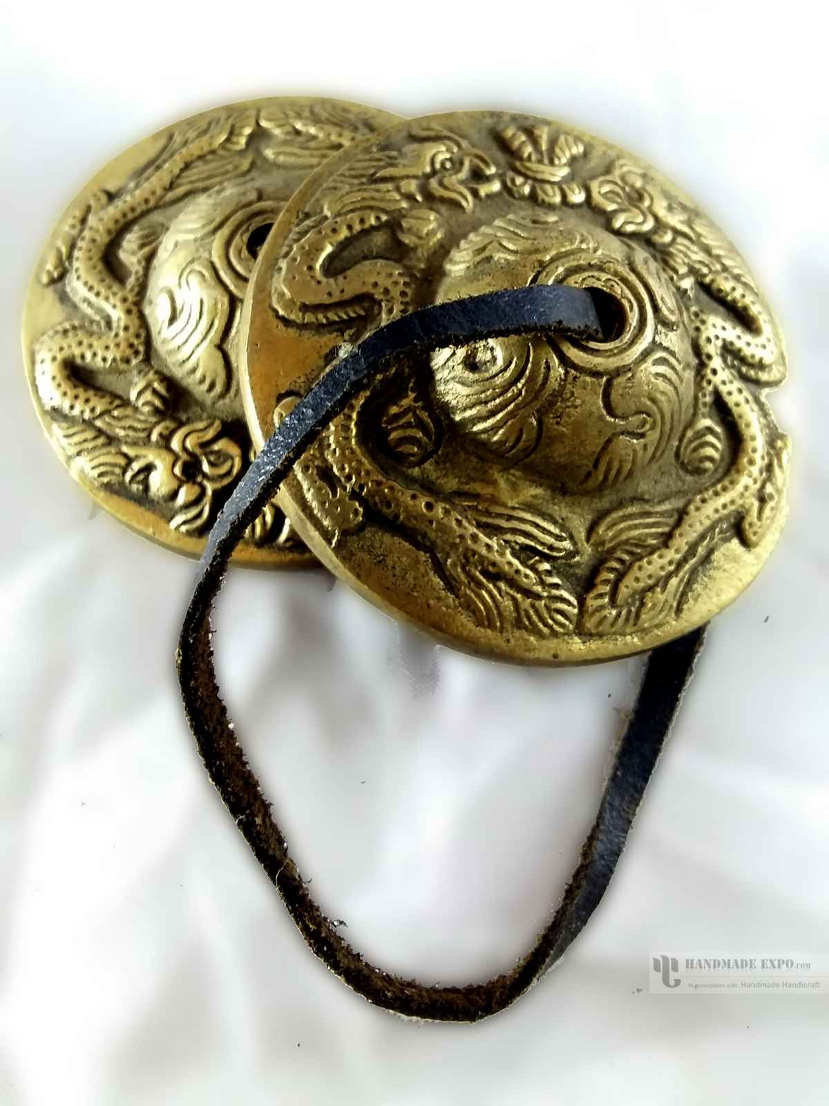 Brass Tingsha - Dragon Carved