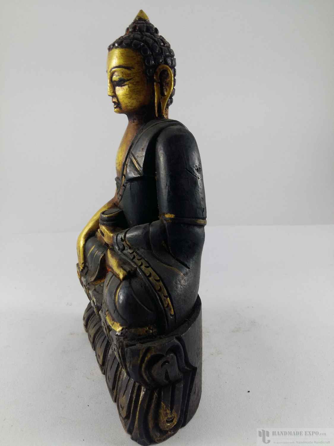 Wooden Shakyamuni Statue - Painted, Haldu Wood