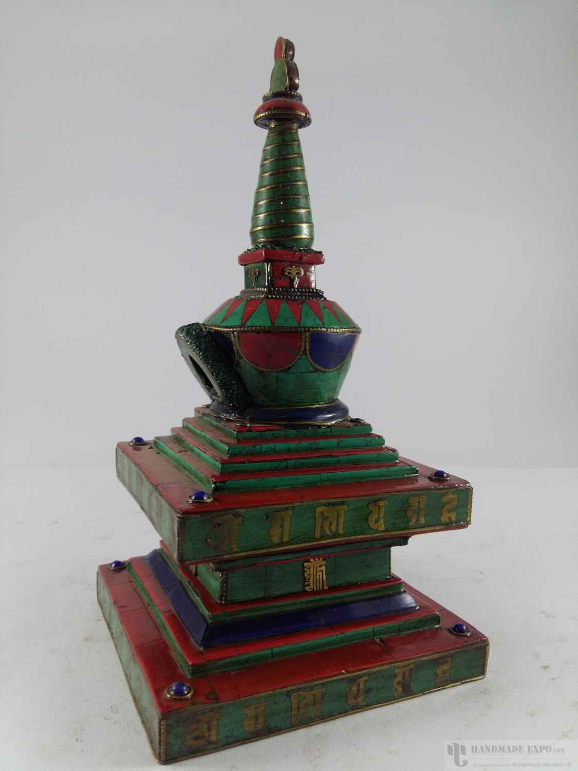 Wooden Stupa With Stone Setting, Haldu Wood