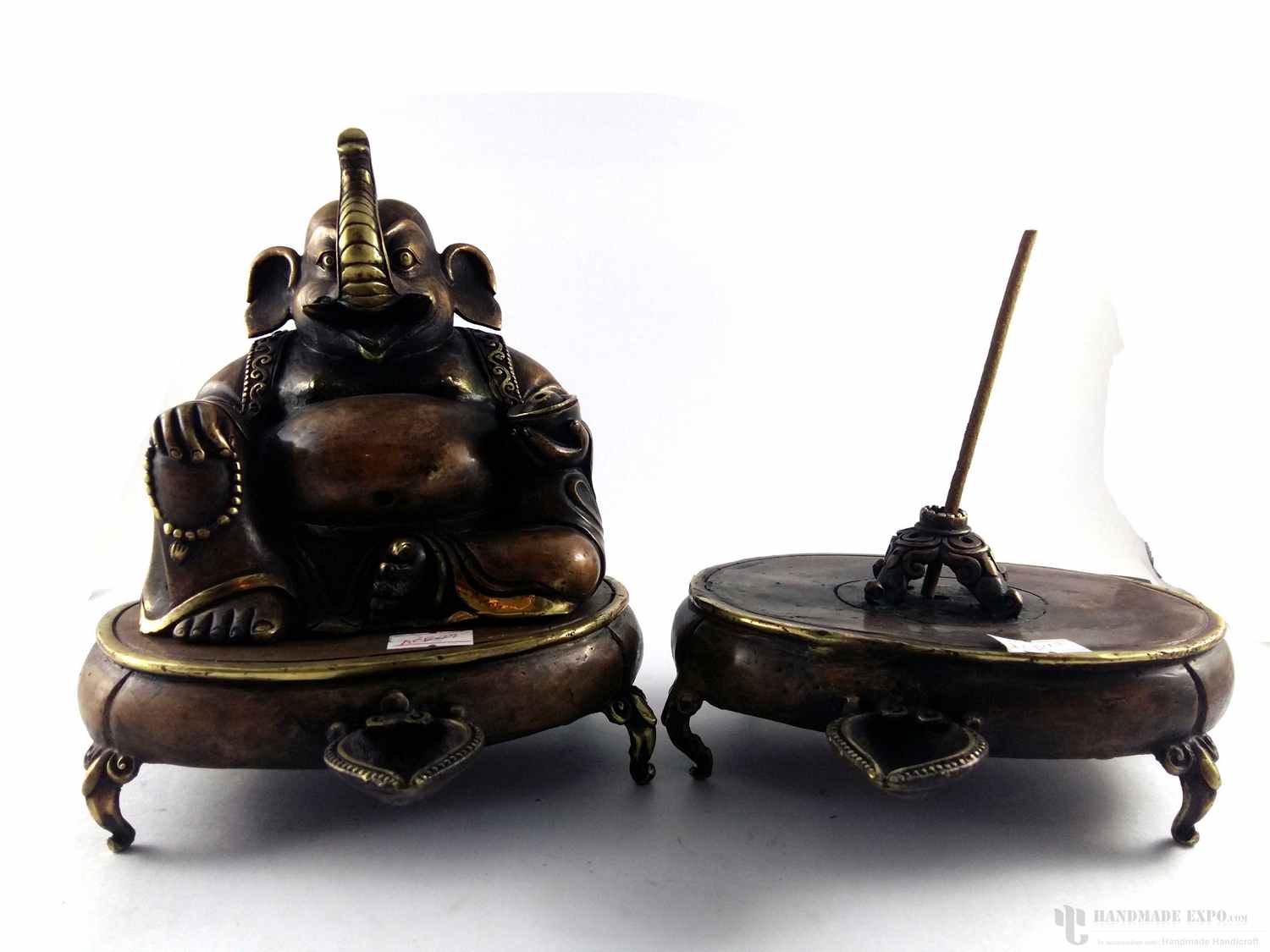 Brass Ganesh Incense Burner With Oil Lap