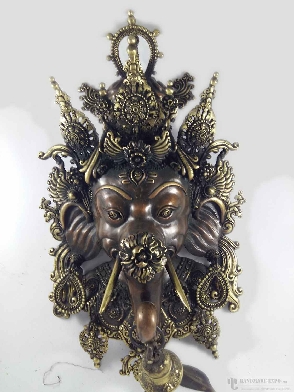 Exquisite Brass Ganesh Mask Wall Hanging