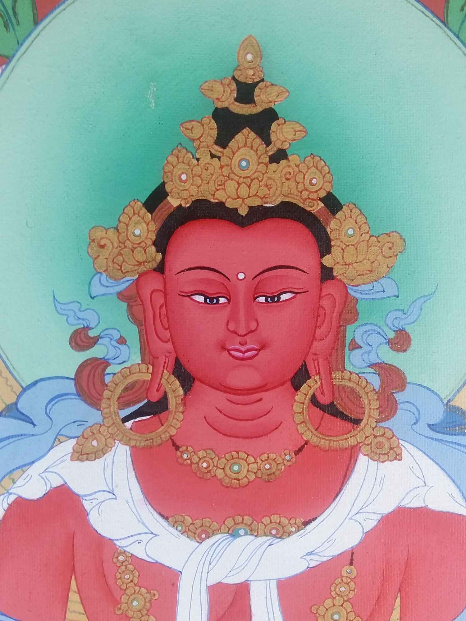 Tibetan Thangka Aparimita amitayus, real Gold, Chepame, Amitayus