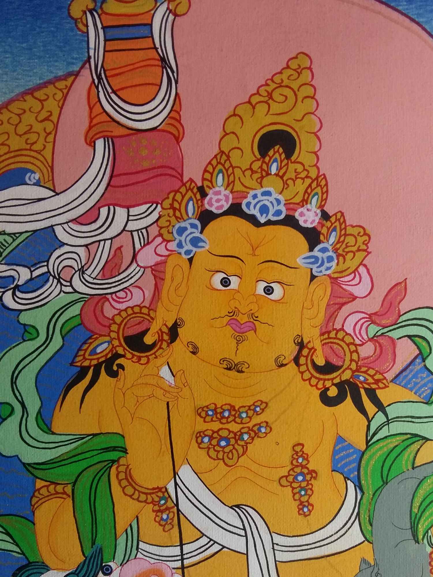 Tibetan Thangka Lion Namtose Vaisravana Jambhala