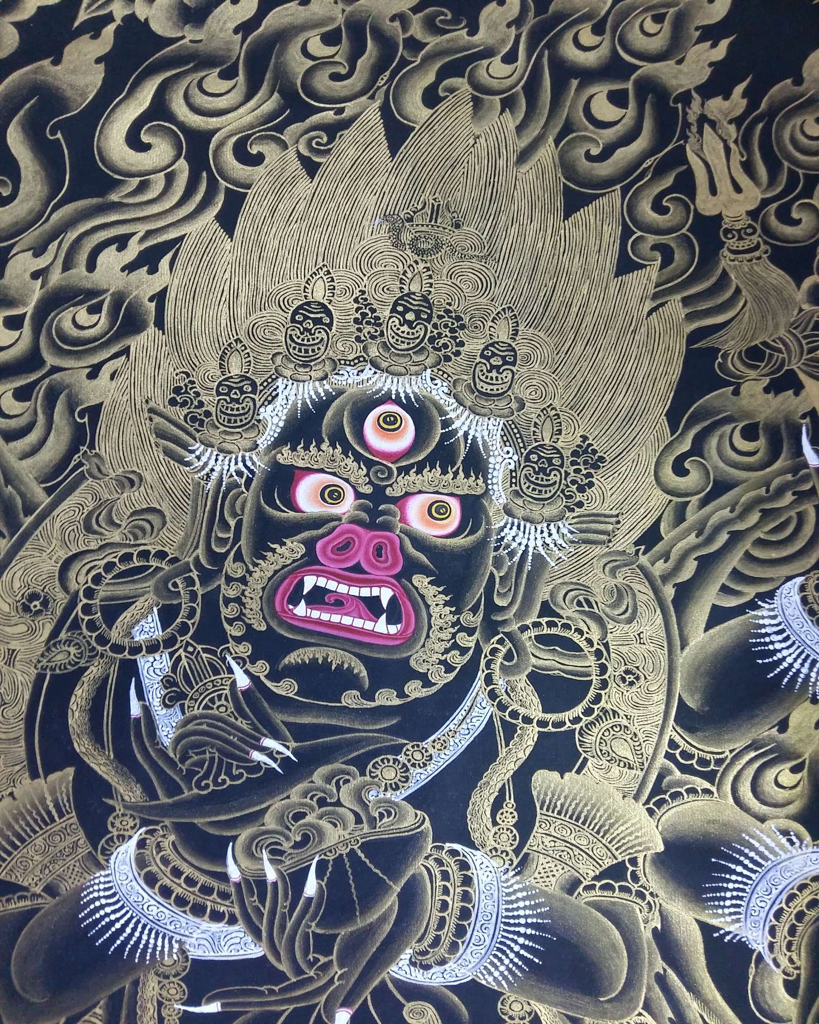 Tibetan Thangka Mahakala - Black