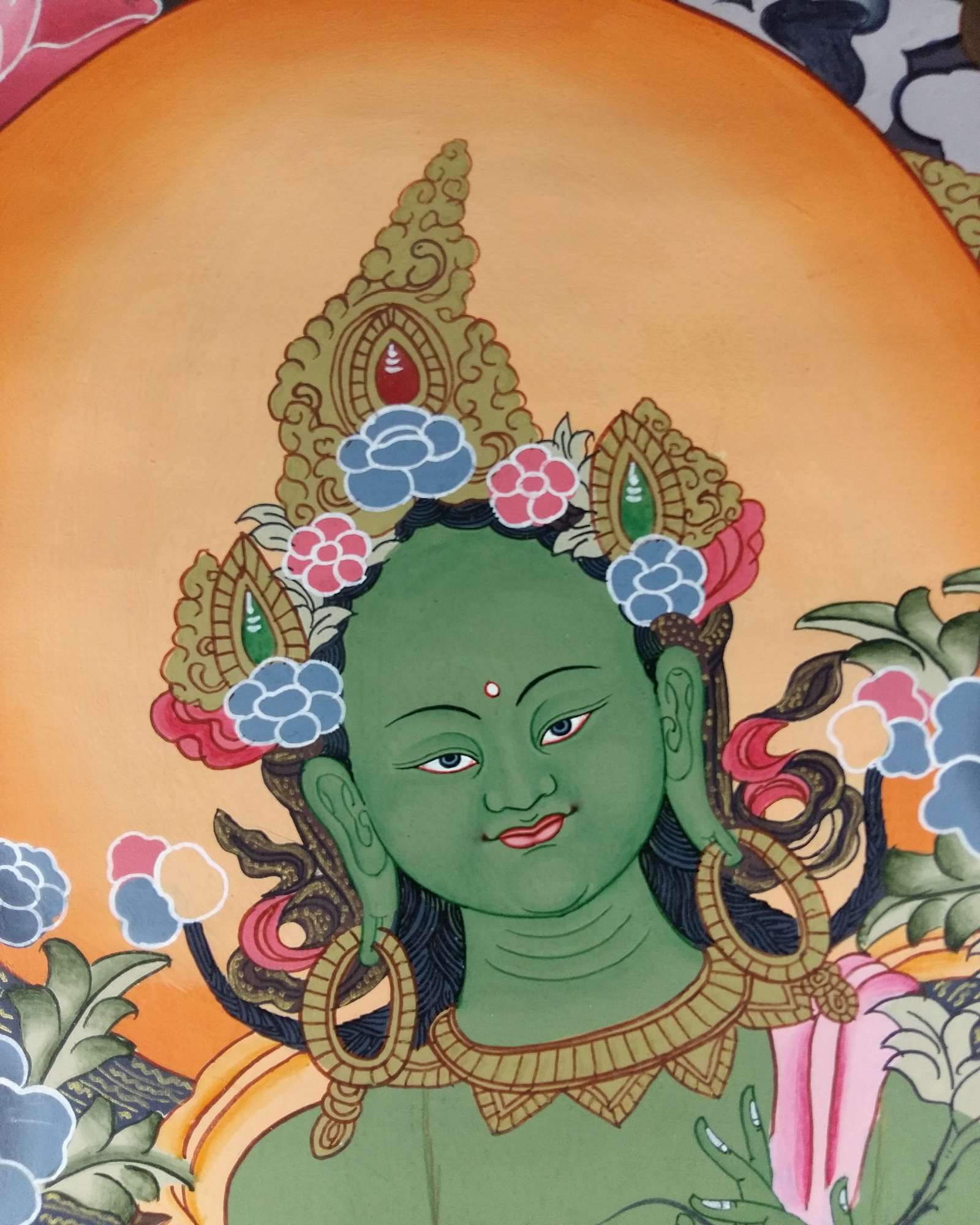 Tibetan Thangka Green Tara <span Style=