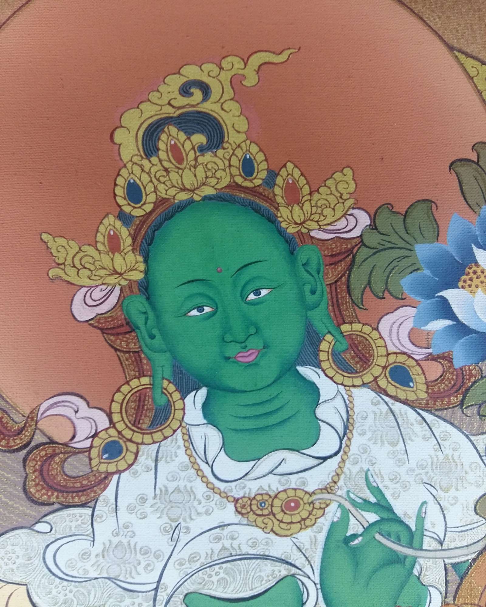 Tibetan Thangka Green Tara <span Style=