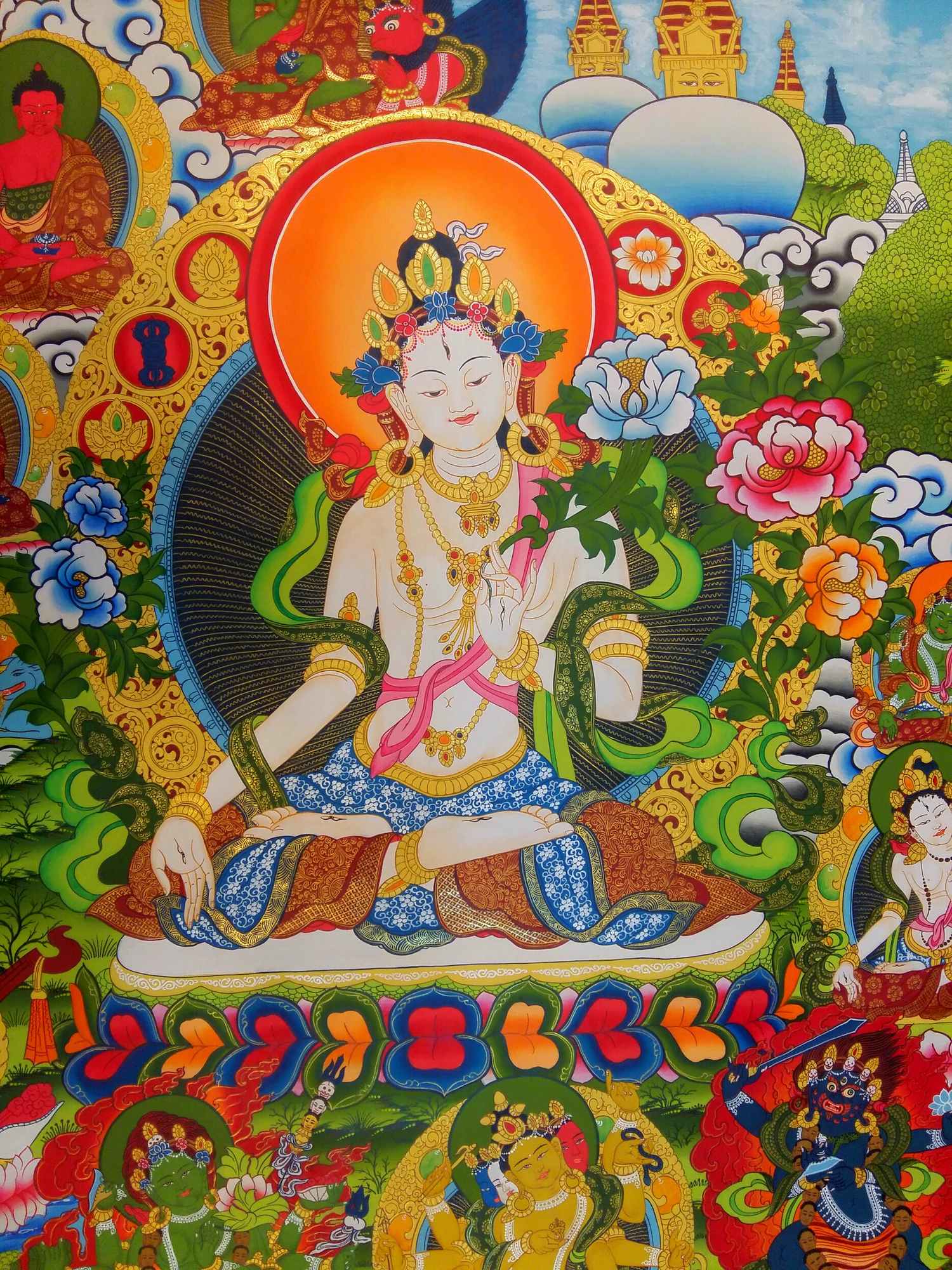 White Tara Thangka <span Style=