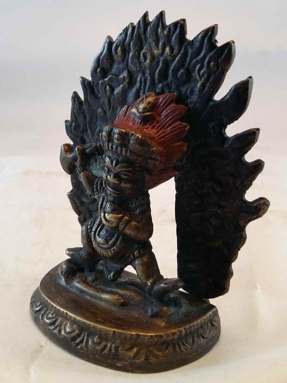 Small Mahakala Two Arms Statue- Black Oxidized