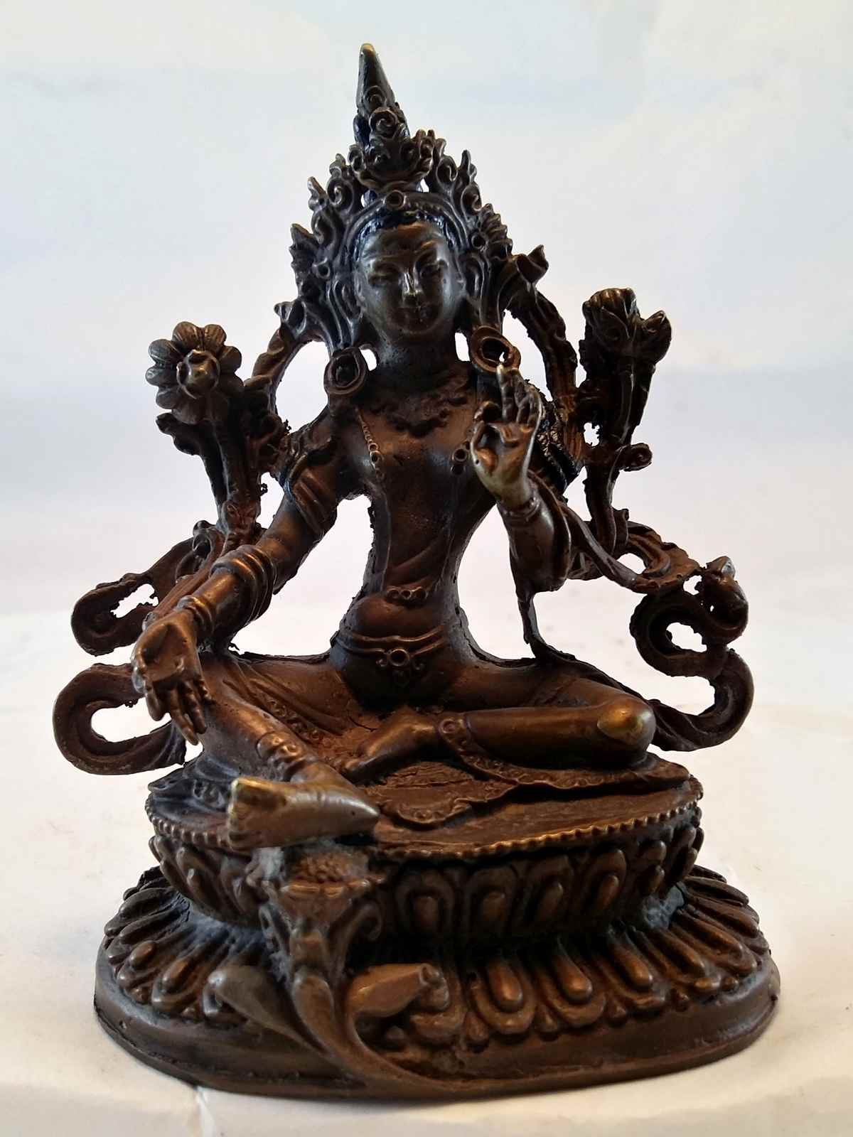 Small Green Tara Statue- Oxidized