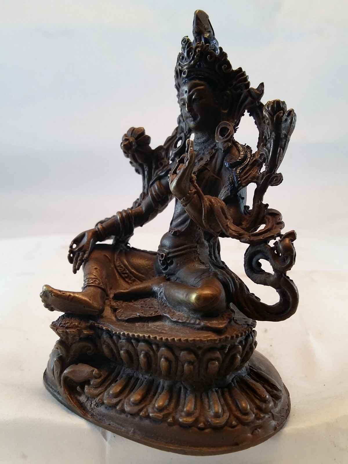 Small Green Tara Statue- Oxidized