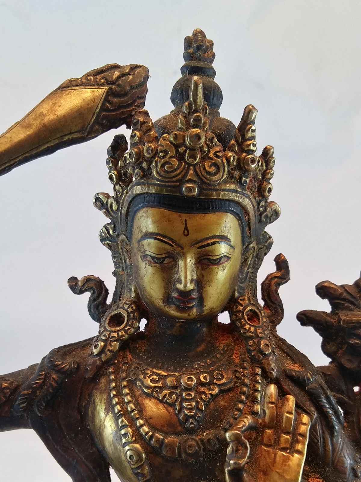 Manjushri Statue - Antique Finishing <span Style=