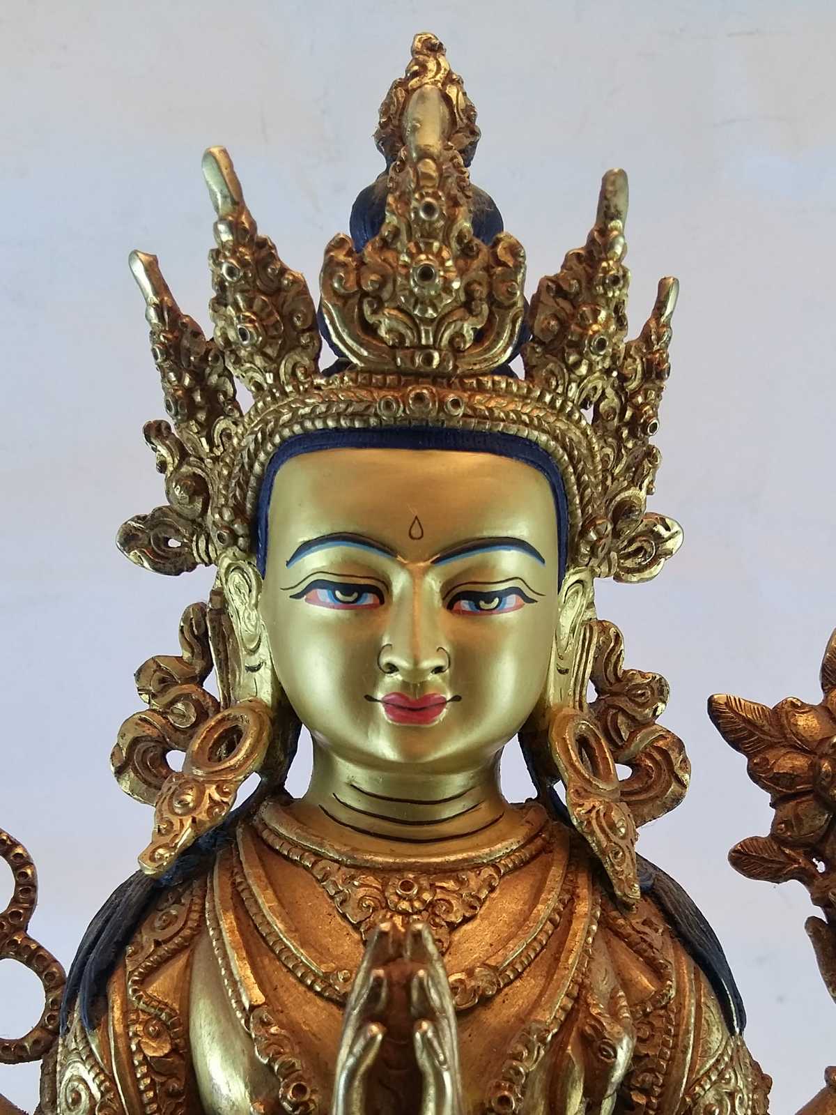 Chenrezig Statue Full Electro Gold Plated <span Style=