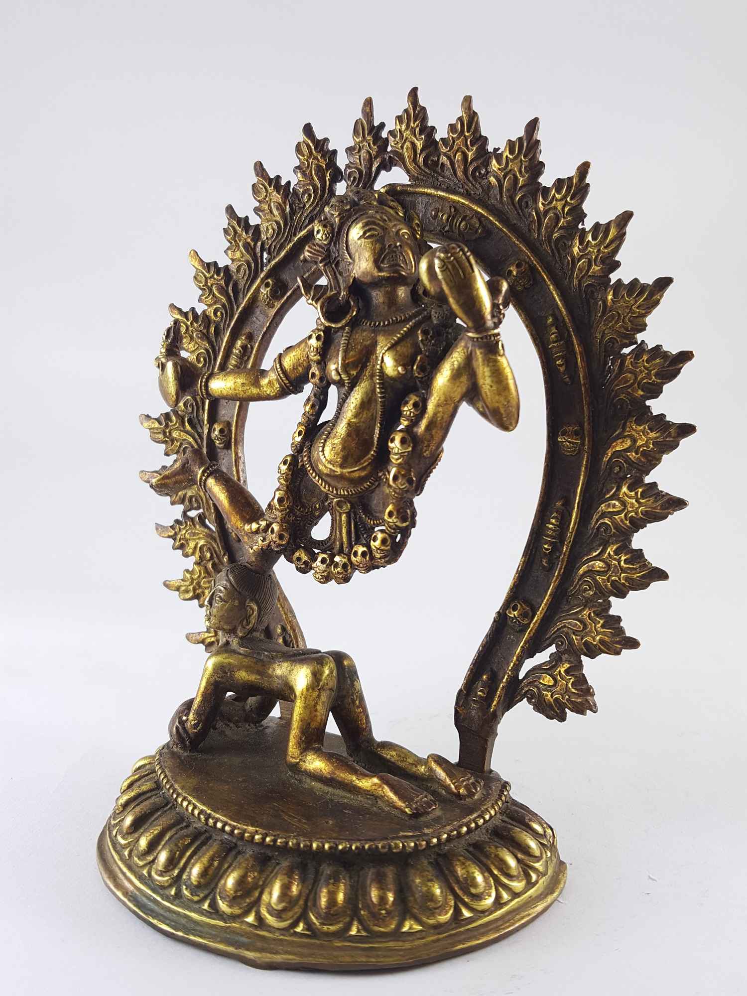 rare Find, Akash Yogini, Vidyadhari, Statue - Copper full Fire Gold Plated, antique Finishing.