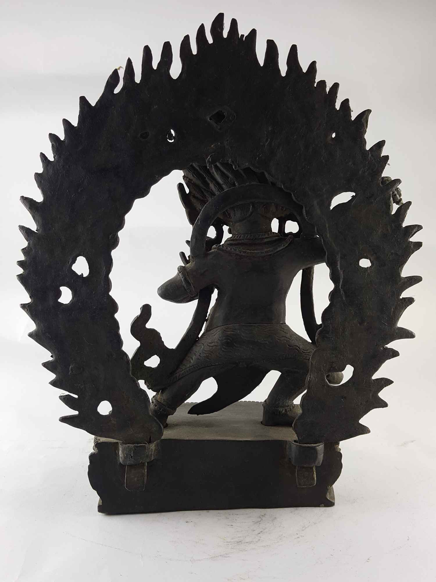 Copper Statue Of Vajrapani black Antique Finishing