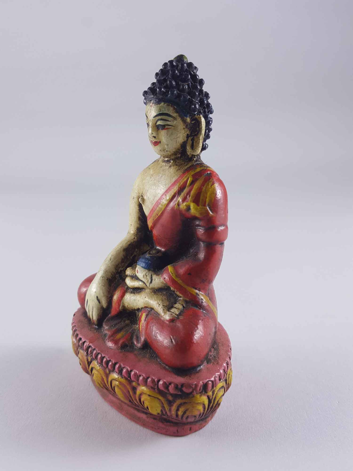 Clay Statue Of Shakyamuni Buddha made In Nepal, handmade, painted