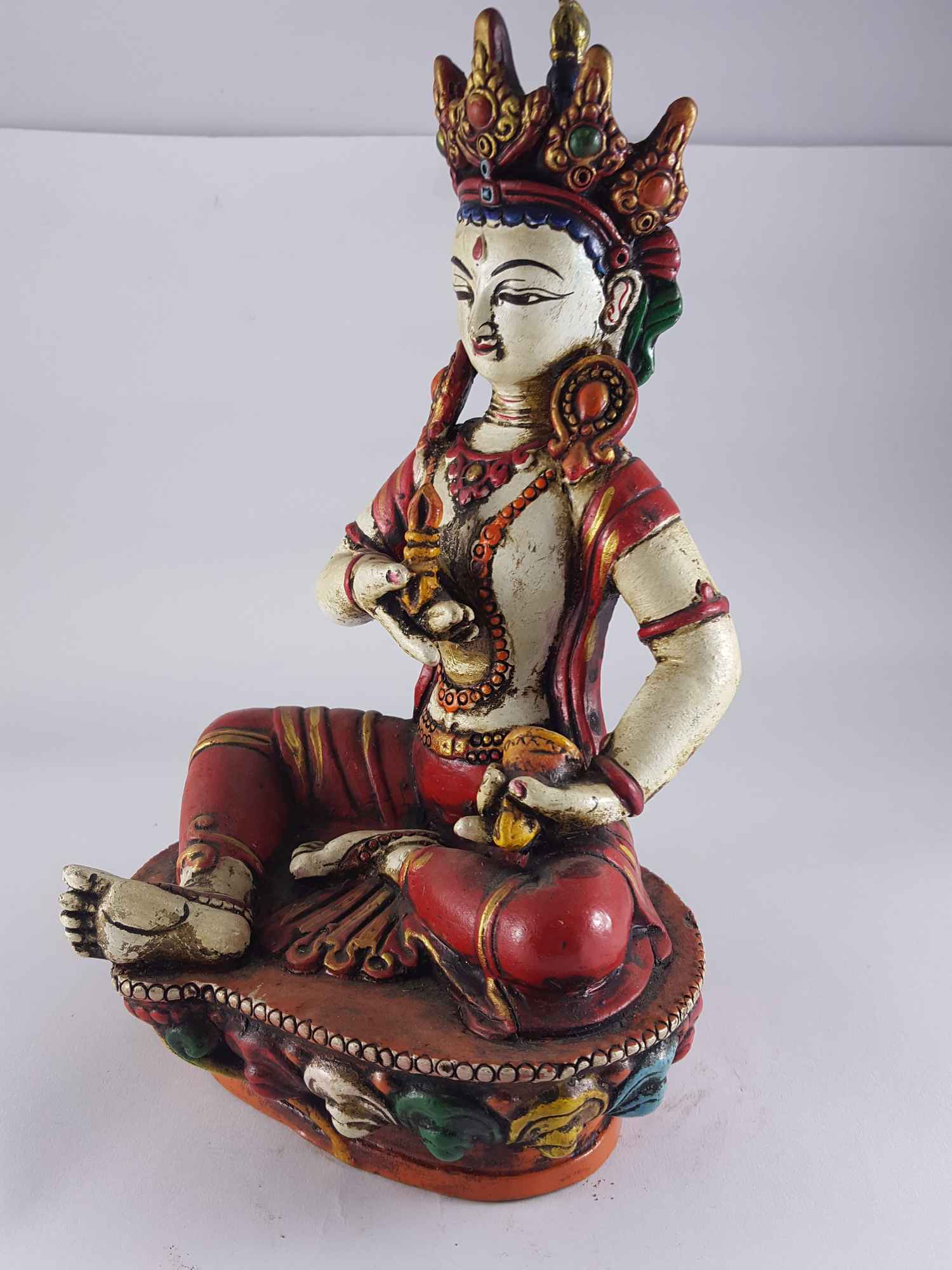 Clay Statue Of Vajrasattva made In Nepal, handmade, painted
