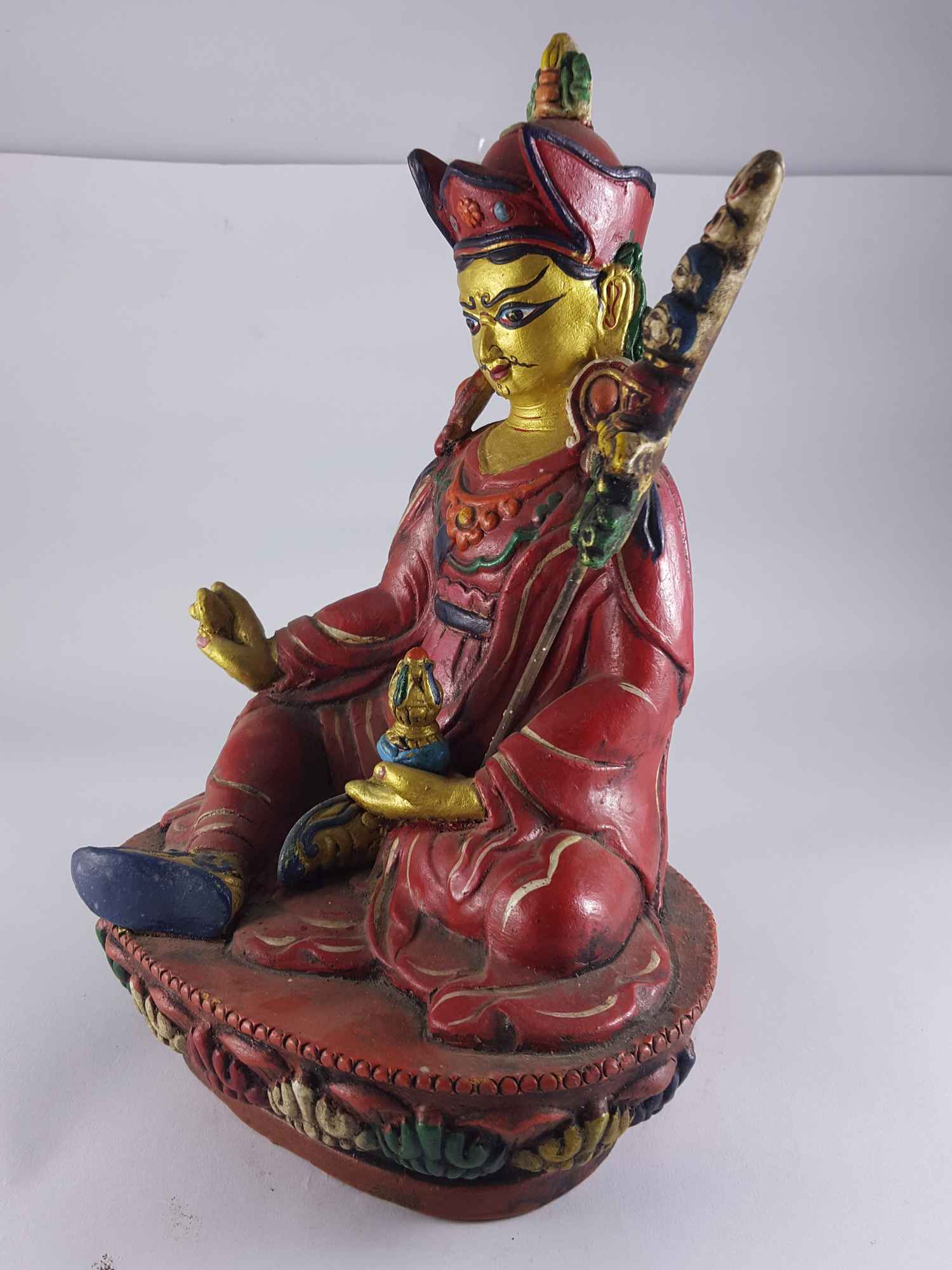 Clay Statue Of Guru Padmasambhava rinpoche, made In Nepal, handmade, painted