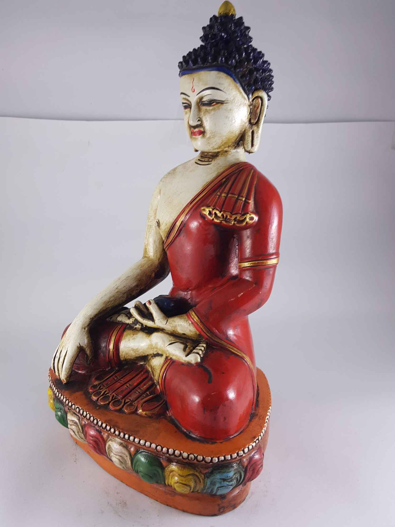 Clay Statue Of Shakyamuni Buddha made In Nepal, handmade, painted