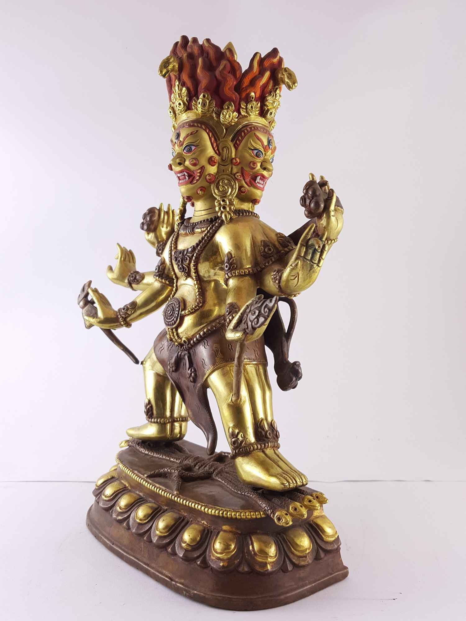 Statue Of Hayagriva - Heruka partly Gold Plated, painted Face