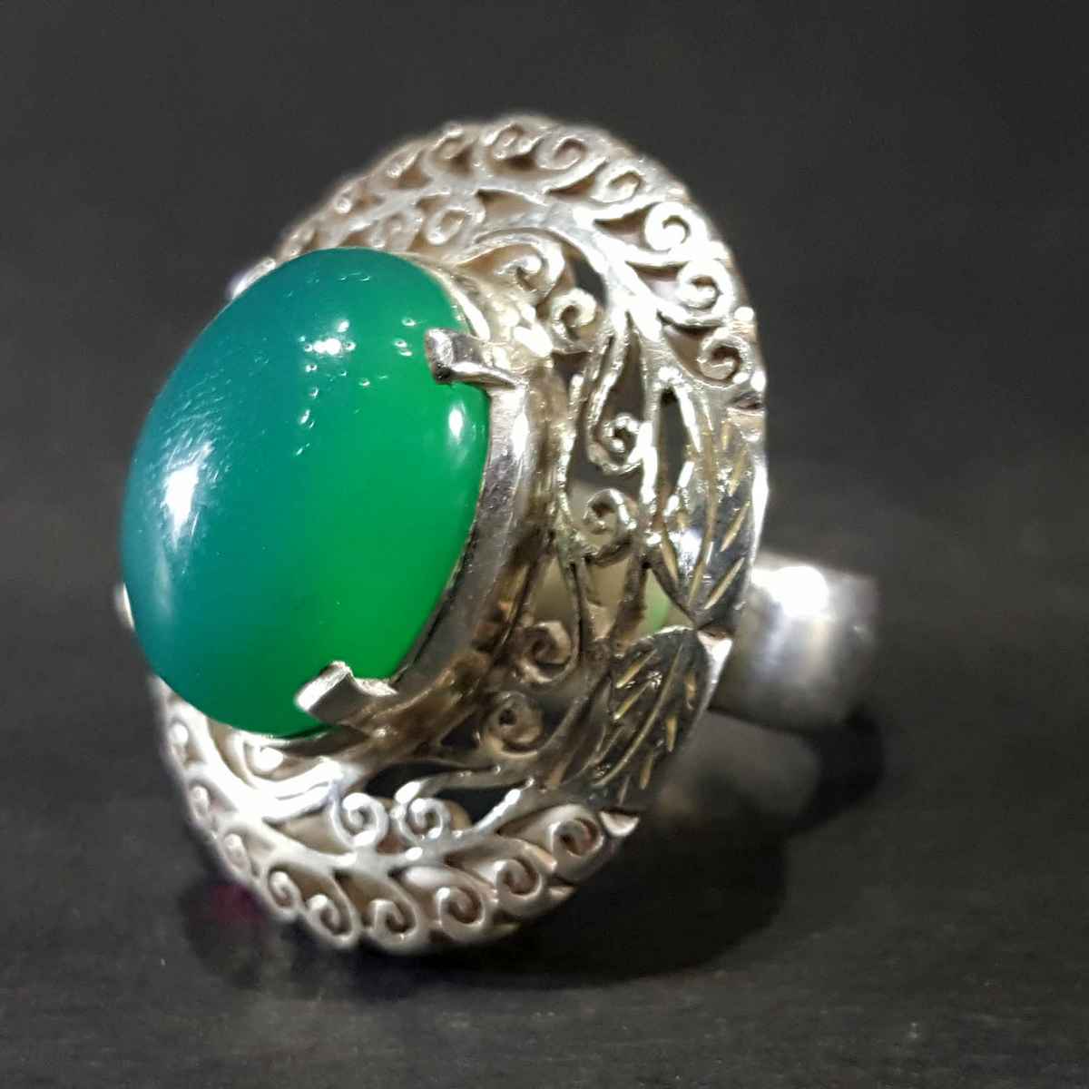 Green Onyx Handmade Silver Ring